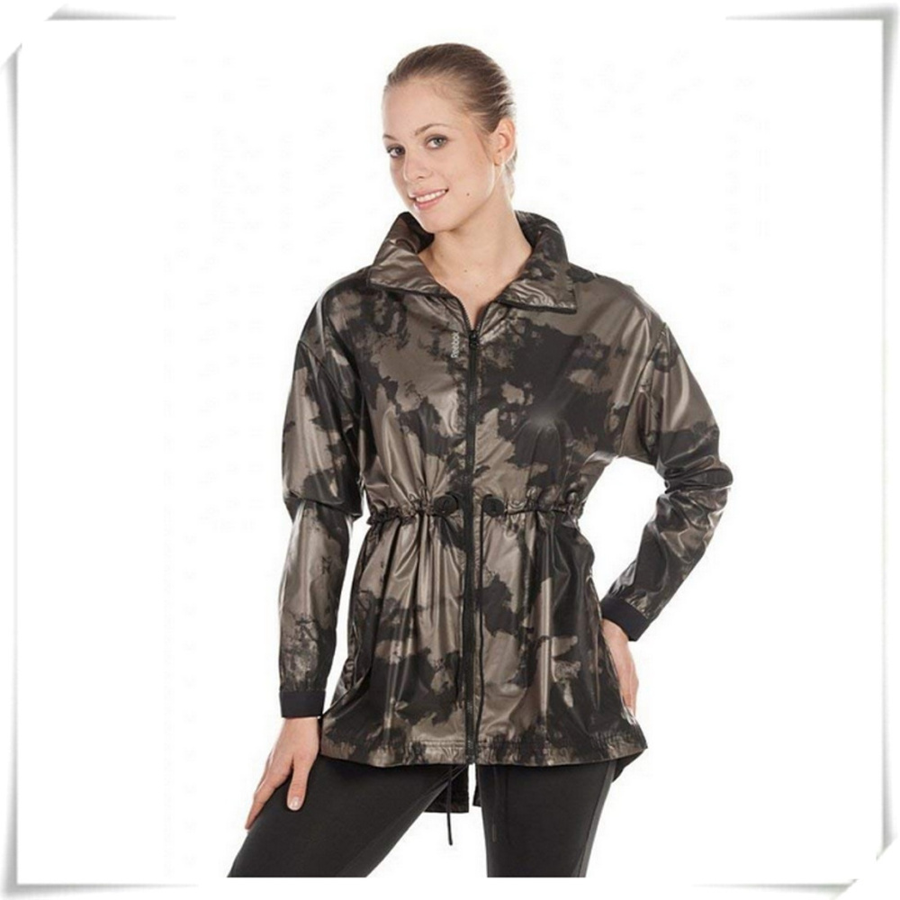 Reebok Black and Gold Metallic Camo Women's Athletic Casual Jacket NWOT